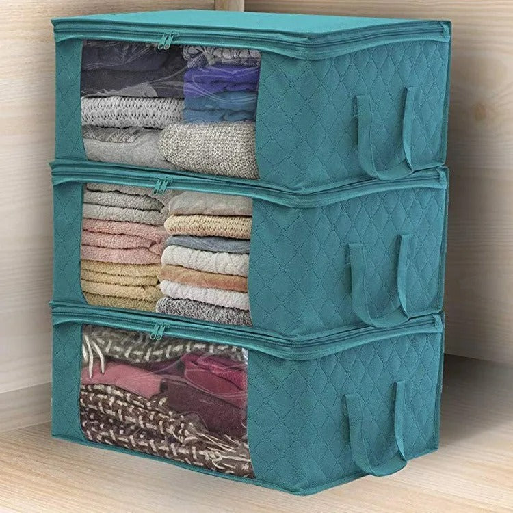Caja De almacenamiento De ropa De gran capacidad, organizador De edredones De tela no tejida plegable, con cremallera