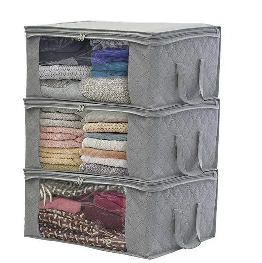 Caja De almacenamiento De ropa De gran capacidad, organizador De edredones De tela no tejida plegable, con cremallera