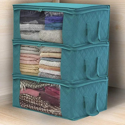 Caja De almacenamiento De ropa De gran capacidad, organizador De edredones De tela no tejida plegable, con cremallera